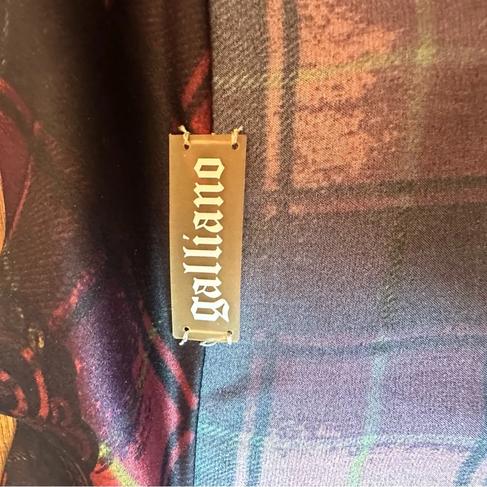 John Galliano Silk Dress | Elegant Plaid Print | Designer Luxury - Picture 9 of 16